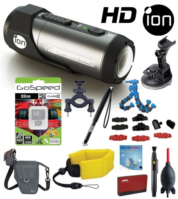 iON Speed Pro Action Camera w/ Automotive and Bike Mounts + iON Mount Pack, Floating Strap, Monopod, Flexpod,... N2