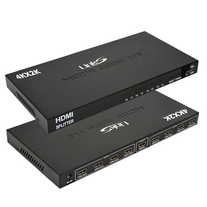 LinkS 1x8 8 Ports HDMI Powered Splitter for Full HD 1080P & 3D Support (One Input To Eight Outputs) N21