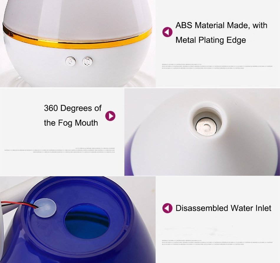 Uto Art Drop Shape Cool Mist Ultrasonic Humidifier with 250 ML 4 Color Available (250ML, Purple)