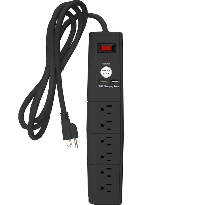 Office + Style 6 Outlet Surge Protector with Dual USB Ports and 6 Ft Cord, Green N4