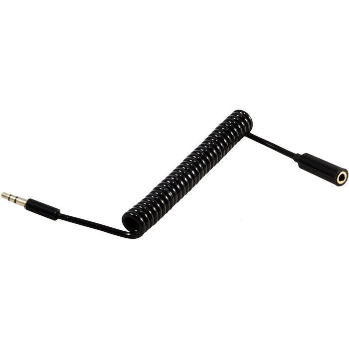 JacobsParts 3.5 MM Coiled Stereo Audio Aux Extension Cable M/F (3 FT) N2