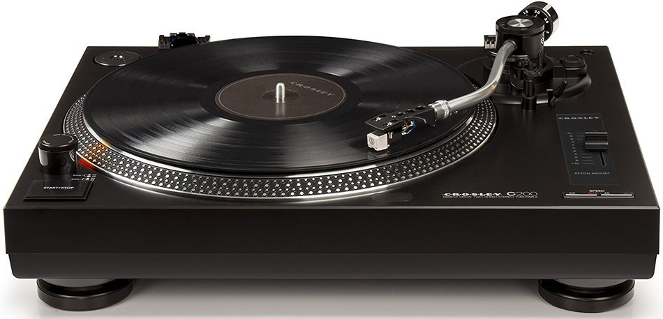 Crosley C200A-BK Direct Drive Turntable with S-Shaped Tone Arm, Black N3