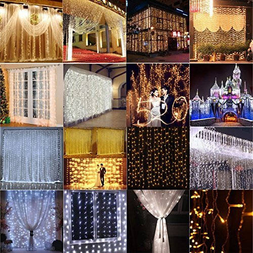 300 Leds Fairy String Icicle Led Curtain Light 300 Bulbs Xmas Christmas Wedding Garden Party Decor 220V 3M3M 12Strands-White...