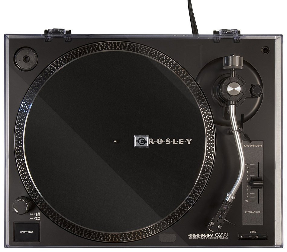 Crosley C200A-BK Direct Drive Turntable with S-Shaped Tone Arm, Black N4