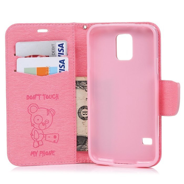 Galaxy S5 Case,Samsung Galaxy S5 Case (I9600) - Wallet Flip Stand Case Embossed Cute Bear PU Leather Case Shockproof... N3