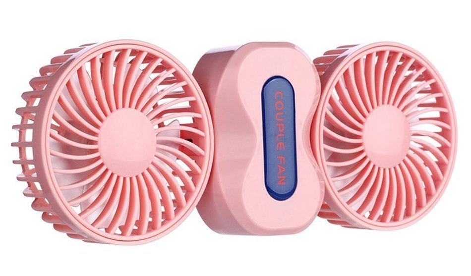 Coomoors Couples Mini Fan Dual Head Portable USB Rechargeable Personal Fan Quiet Operation Desktop Fan with LED...