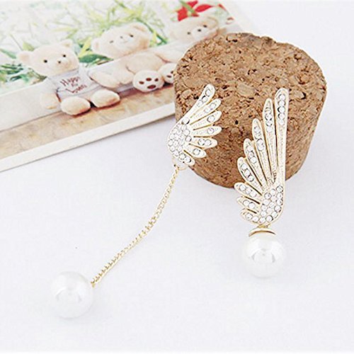 1 Pair Women Elegant Wings Rhinestone Ear Stud Gold Dangle Earrings Jewelry NEW N2