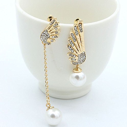 1 Pair Women Elegant Wings Rhinestone Ear Stud Gold Dangle Earrings Jewelry NEW N3