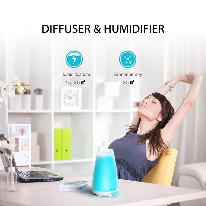 Scenic 100ml Essential Oil Diffuser Humidifier, Aromatherapy Diffuser with 7 Color Lights，4-6 Hours Working Time...