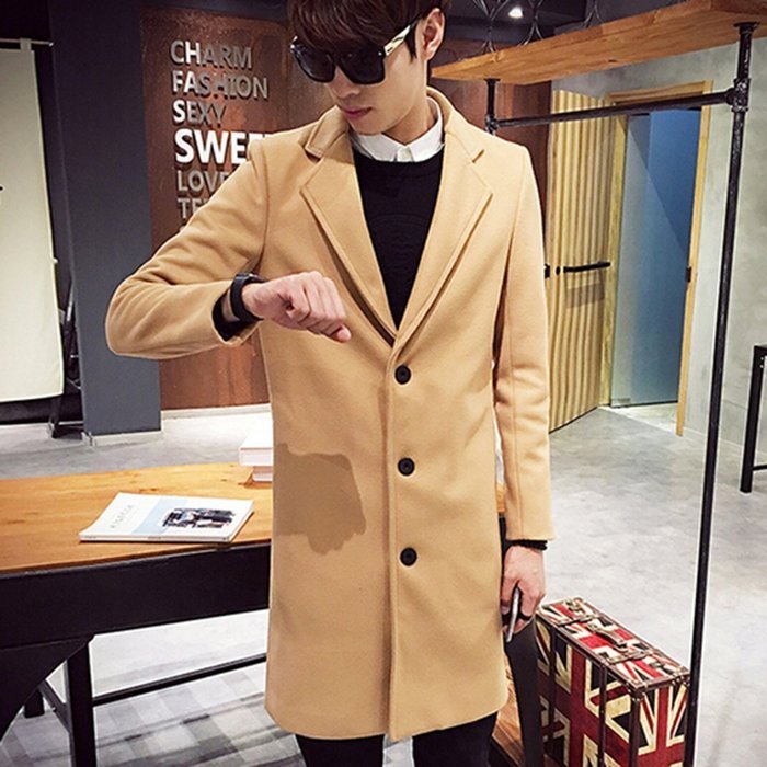 Spritech(TM) Men's New Fashion Comfort Winter Slim Fit Turndown Collar Woolen Jacket Single-Breasted Overcoat... N3