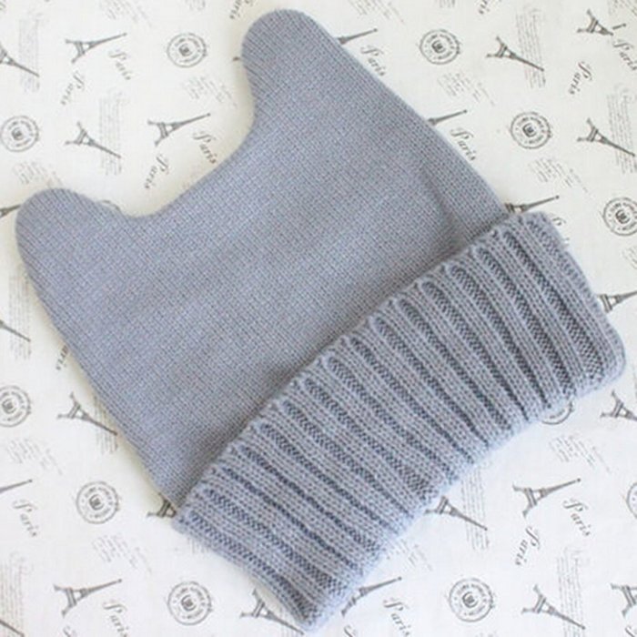 KAKA(TM) Girls' Korean Stylish Winter Warm Knitting Wool Lovely Cat Ears Hat
