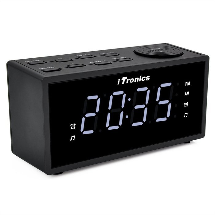 iTronics LED Dual Alarm Clock Radio with USB Charging, Digital AM/FM Radio, Snooze, Brightness Control and Battery... N6