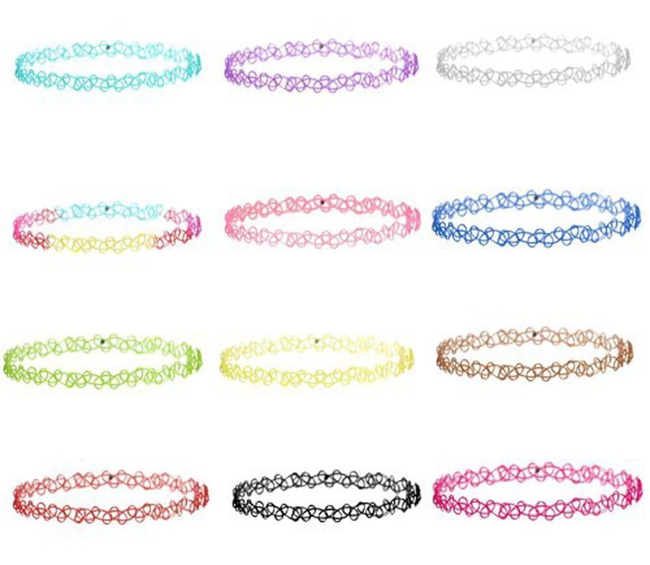 6Pcs Choker Stretch Gothic Tattoo Henna Elastic Choker Necklace Set