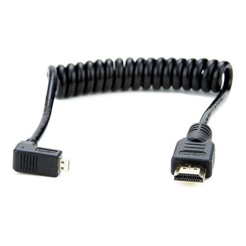 Atomos 11.81"/30cm Coiled Right Angled Micro HDMI to Straight Full Size HDMI Cable for Ninja Star Recorder N2