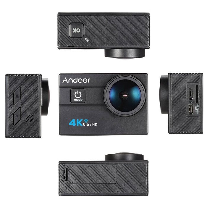 Andoer 2.0" LCD 4K WiFi Ultra HD Action Sports Camera 16MP 25FPS 1080P 60FPS 4X Zoom 25mm 173 Degree with 8in1... N20