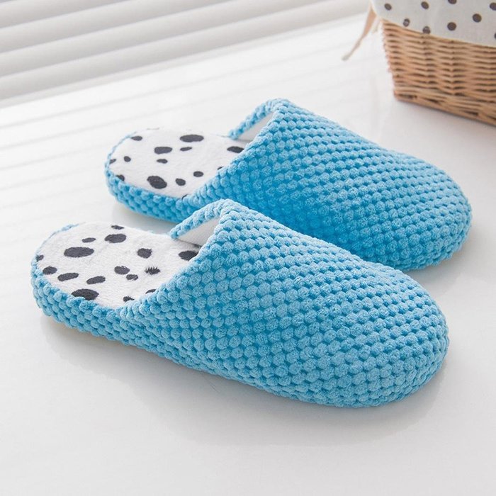 AutumnFall Women's Cozy Cotton Knitted Anti-slip House Slippers (38, Blue)