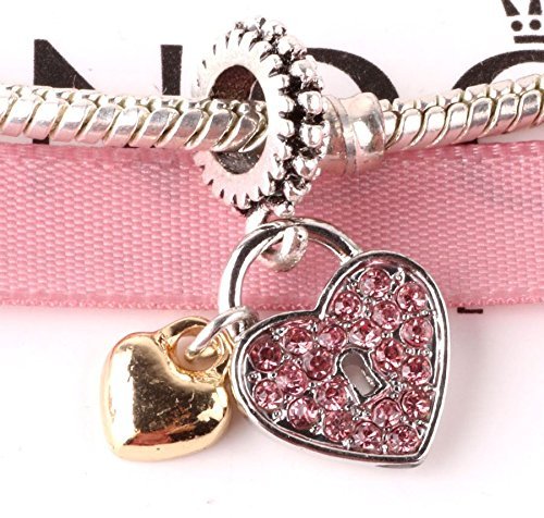 sterling 925 Silver Love CZ Charm Beads Pendant Fit Bracelet Necklace Chain A189 N2