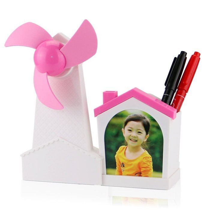 iEGrow Multifunctional Desk Mini USB Fan with Brush Pot, Photo Album 3 in 1 Function Compact Design & Quiet Operation...