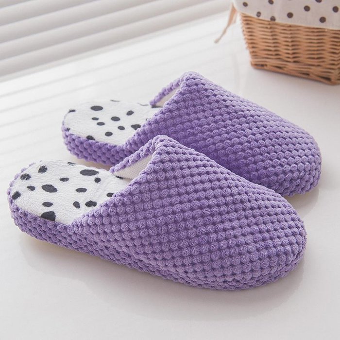 AutumnFall Women's Cozy Cotton Knitted Anti-slip House Slippers (38, Blue) N5