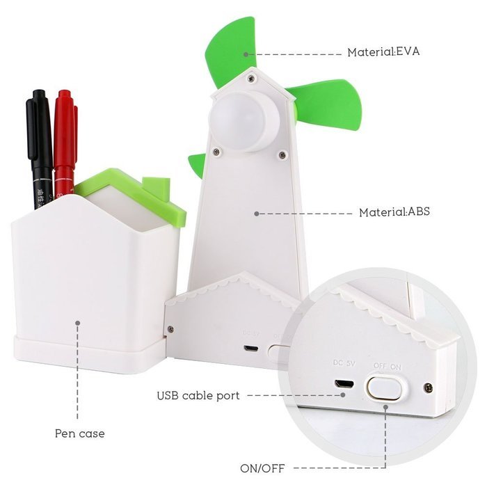 iEGrow Multifunctional Desk Mini USB Fan with Brush Pot, Photo Album 3 in 1 Function Compact Design & Quiet Operation... N3