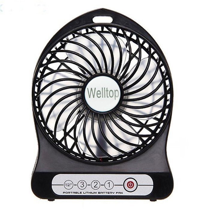 Welltop&reg; Electric Portable Mini fan Rechargeable Desktop Fan 4-inch Vanes 3 Speeds Battery/ USB Powered Household... N8