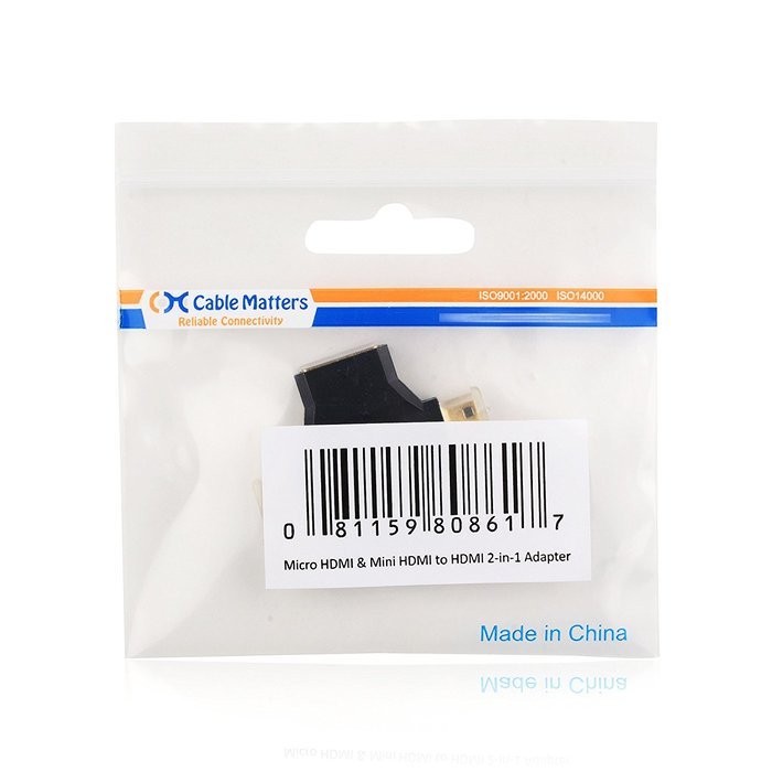 Cable Matters (2 in 1) Gold-Plated Mini-HDMI + Micro-HDMI to HDMI Adapter N2