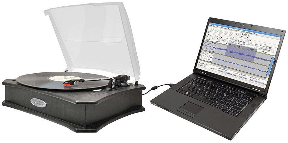 Pyle Home PVNTT5UB Retro Style Vinyl Turntable with USB-To-PC Recording (Black) (Discontinued by Manufacturer) N6