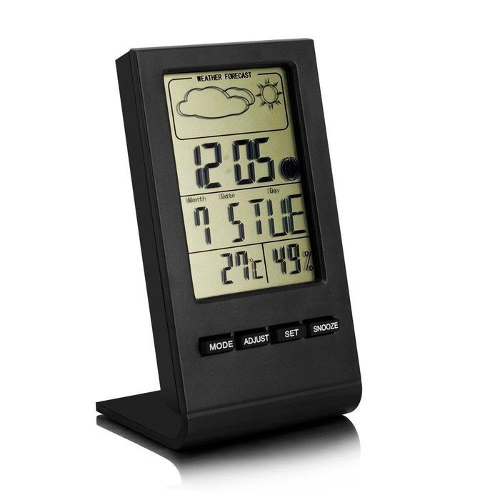 KOBWA Digital LCD Humidity Hygrometer Thermo Gauge Monitor with Alarm Clock/ Calendar/ Weather Forecast/ Moon...