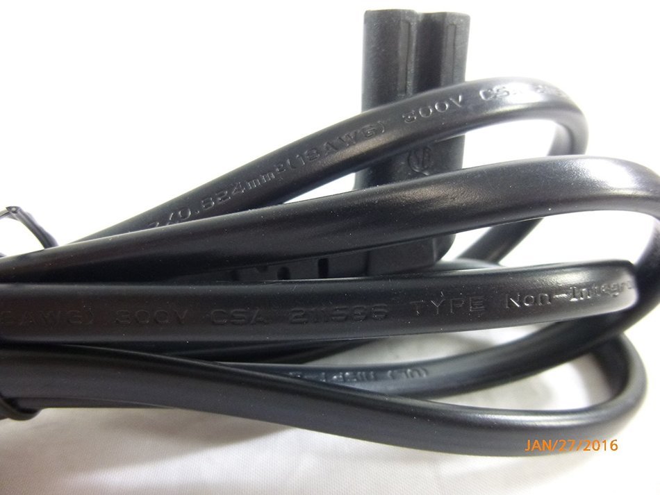 12 Foot Replacement TV Power Cord for Samsung PN 3903-000853 3903-000599 90&deg; Angled 2 prong Figure 8 N4