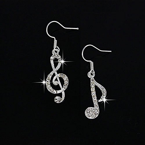 Newest Crystal Rhinestone Music Note Drop Dangle Design Girls Ear Stud ...