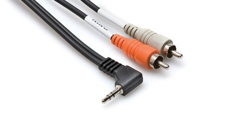 Hosa CMR-203R Right-Angle 3.5 mm TRS to Dual RCA Stereo Breakout Cable, 3 feet