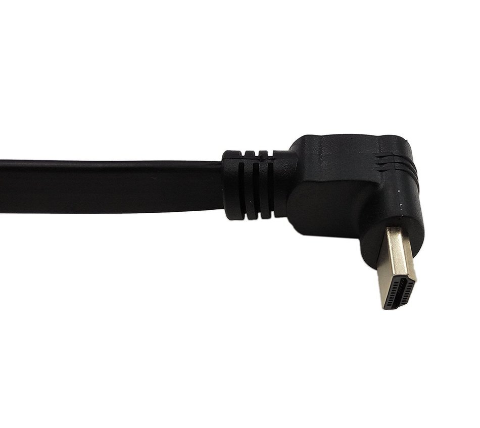 LEMENG 1FT Flat Slim High Speed HDMI Extension Cable A Female to 90 Degree Up Angle A Male Cable N4