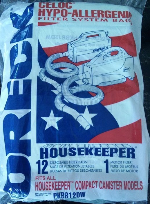 Genuine Oreck XL Buster B Canister Vacuum Bags PKBB12DW Housekeeper Bag 12 Pack