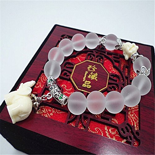 Fashion Natural Crystal Stone Beaded Bracelet Elephant Charm Chain Jewelry Gift N2