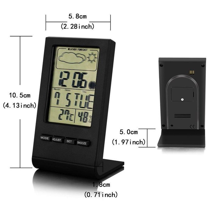 KOBWA Digital LCD Humidity Hygrometer Thermo Gauge Monitor with Alarm Clock/ Calendar/ Weather Forecast/ Moon... N3