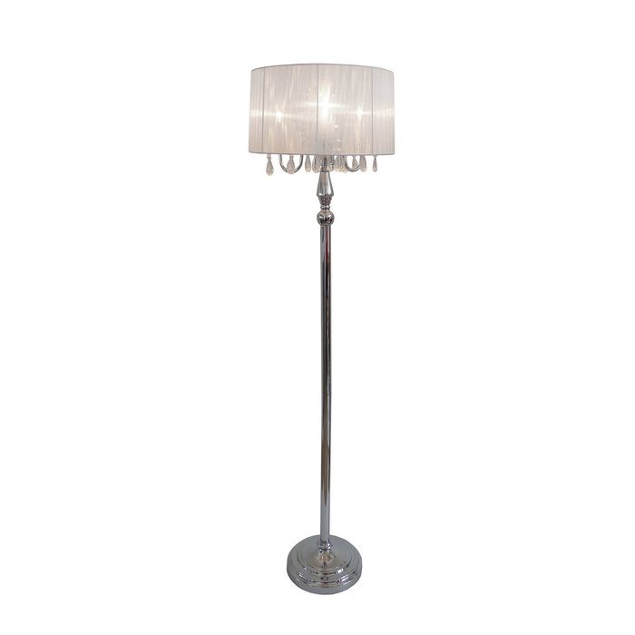 Elegant Designs LF1002-BLK Sheer Shade Chrome Floor Lamp with Hanging Crystals, Black