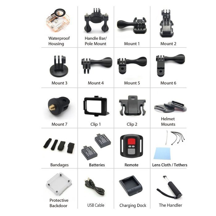 EKEN H8R Wifi Waterproof Action Camera (Silver) + Sony IMX Sensor + Dual Screen + 170 Degree + 2.4G Remote N5