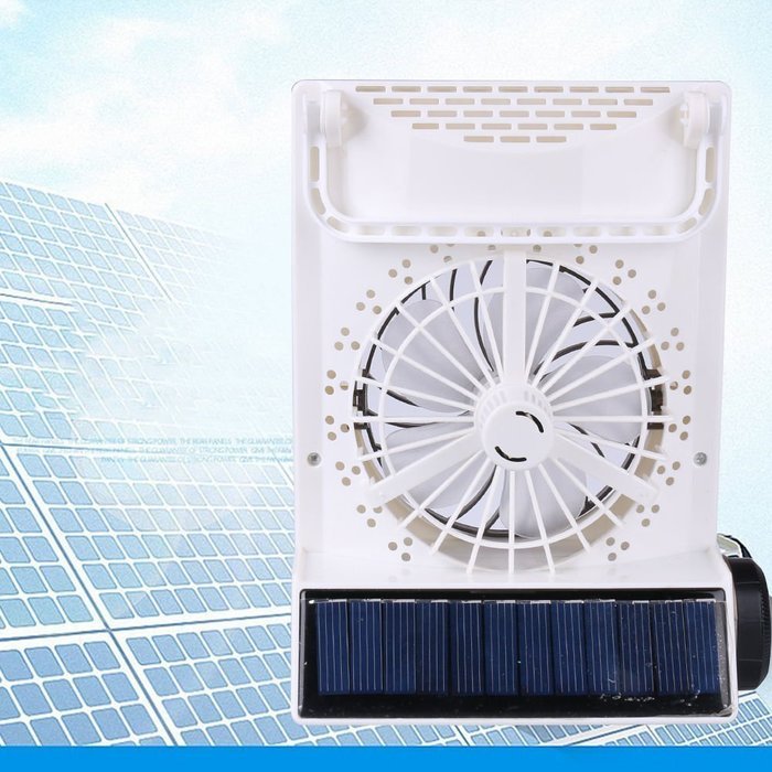 Combo Fan with LED Lantern Light & Rechargeable Flashlight Solar Or Ac Charged (Gold) N2