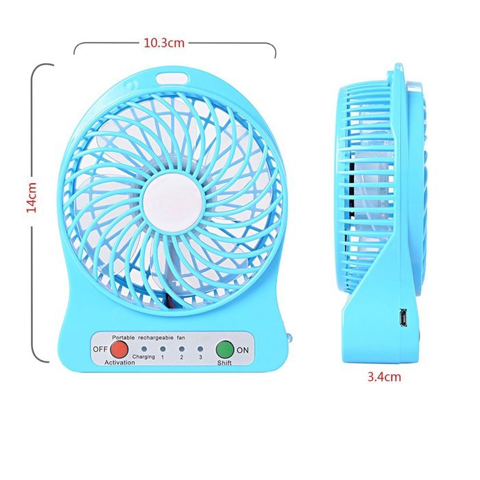 Xcellent Global 4 Inch Vanes Portable Fan USB Handheld Rechargeable Battery Powered Desktop Fan with 3-level Speed...