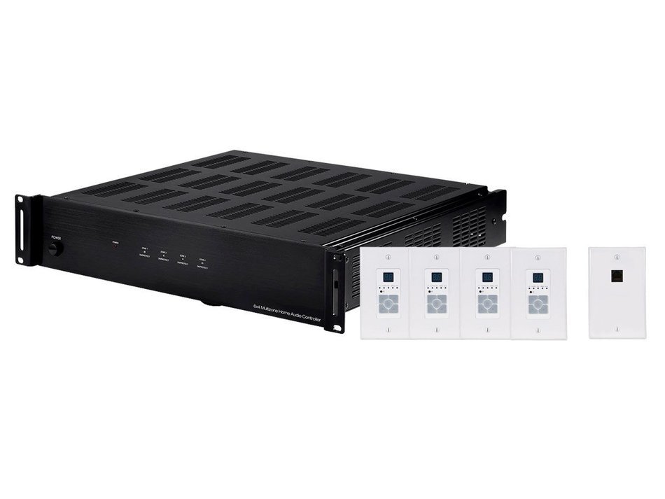 Monoprice 114524 6"x4" Multizone Home Audio Controller and Amplifier Kit - No Logo (Black) N2