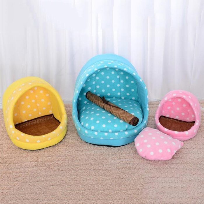 KAKA(TM) Pets Cute Warm Bed Dogs Sleeping House Pink Color Rose Dots M N8