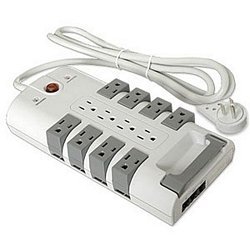Pivoting 12 Outlet Power Surge Block W/Flat Plug N3