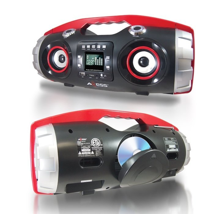 AXESS PBBT2709BL Portable Bluetooth FM Radio/CD/MP3/USB/SD Heavy Bass Boombox (Blue) N6