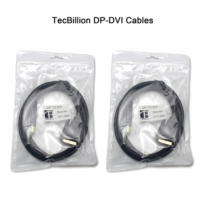DP to DVI, TecBillion Gold Plated DisplayPort to DVI Cable, 6 Feet, Pack of 2 N8
