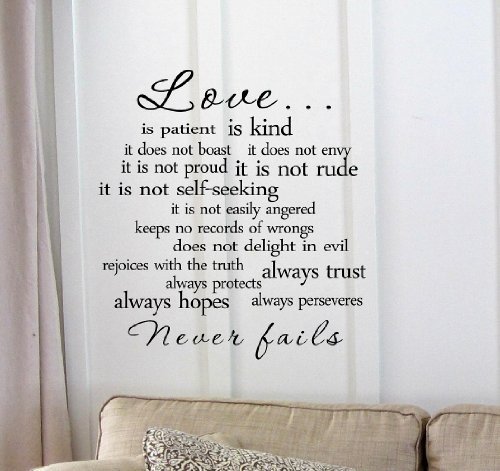 Love is patient love is kind... Vinyl wall art Inspirational quotes and saying home decor decal sticker by "wall...