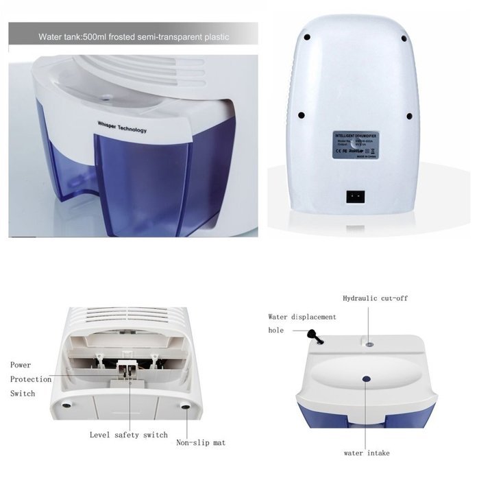 MSJ Portable Dehumidifier with 250ml/day Dehumidification 500ml Water Tank Air Dehumidifier Compact Moisture Absorber...