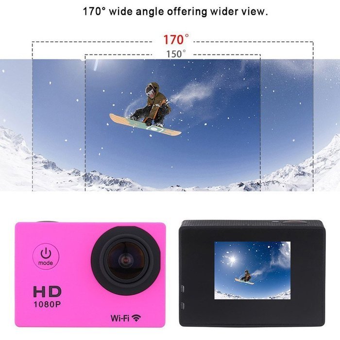 W8 1080P 30FPS 12MP Wifi Waterproof 30M Shockproof 170&deg; Wide Angle 1.5" Screen Outdoor Action Sports Camera Camcorder... N48