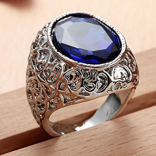 Women 925 Silver Oval Sapphire Statement Ring Wedding Engagement Jewelry S925 (9)