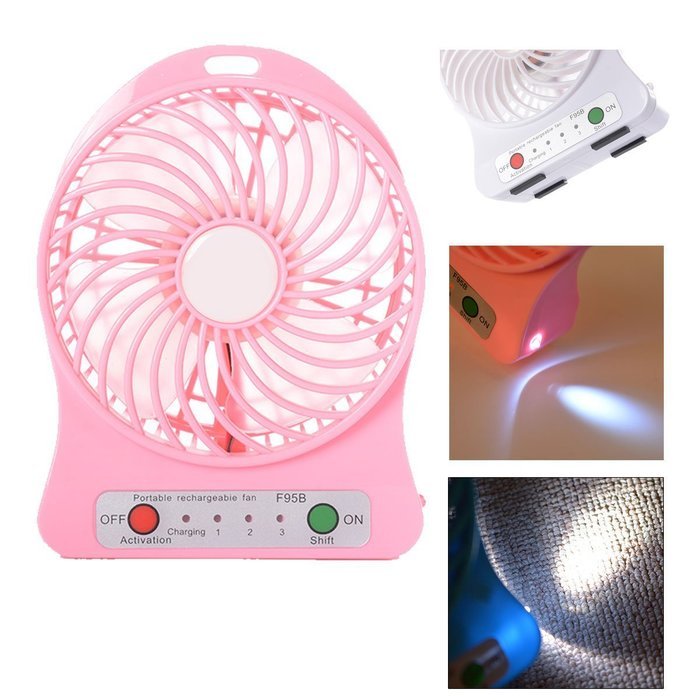 Xcellent Global 4 Inch Vanes Portable Fan USB Handheld Rechargeable Battery Powered Desktop Fan with 3-level Speed... N6
