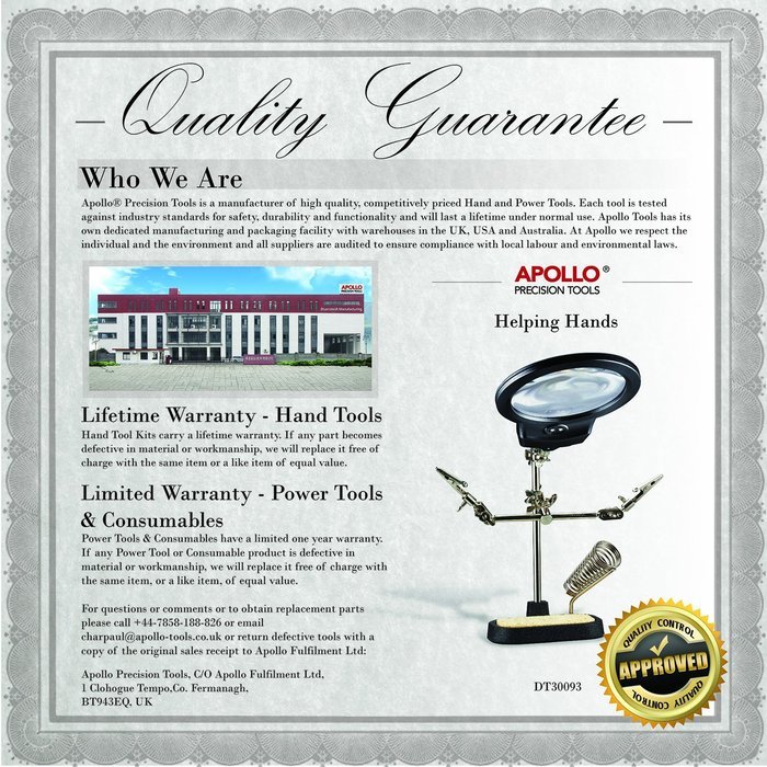 Apollo Illuminated Helping Hands Magnifier with 2 LEDs, Dual Lens Magnifiers (3.5X 12X) and Built in Soldering... N2